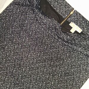 MICHAEL KORS Black Speckled Pencil‎ Skirt Midi Zipper Slit Knee Length